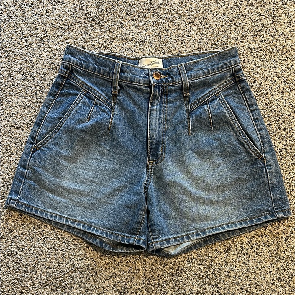 High Rise Midi Jean Shorts